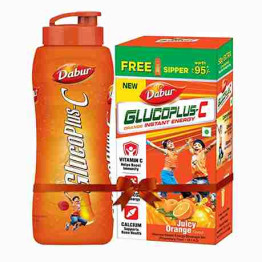 Dabur GlucoPlus C Orange Instant Energy Boost 500g, Get Sipper Free